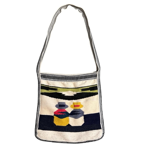 Wool Hand Woven Zippered Crossbody Bag Hippie Boho - Picture 2 of 11